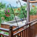 Juegoal 2 Pack Heavy Duty Deck Hook with 2 Inch Non Slip Clamp, 25 or 36 Inch Extended Reach Deck Hook, Adjustable Rail Pole Plant Bracket for Hanging Bird Feeder, Suet Baskets, Lanterns, Wind Chimes