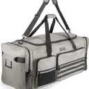 Fitdom 130L 36" Heavy Duty Extra Large Sports Gym Equipment Travel Duffle Bag W/Adjustable Shoulder Strap & 7 Compartments. Perfect for Soccer Baseball Basketball Hockey Football, Team Coaches & More (Silver Grey)