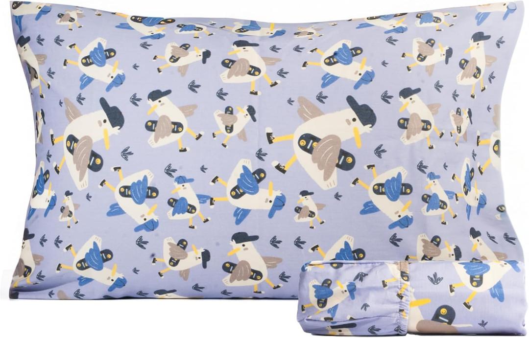 Salt Earth 100% Cotton 210TC Kids Bedsheet, Twin Fitted Sheet, Toddler Bed, 2 Piece Bedding Set- 1 Fitted Sheet and 1 Pillowcase, Themed Toddler Bed Sheets, Cute Sheets for Kids Bed (Duck)