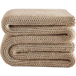 L'AGRATY Knitted Weighted Blanket - 60"x80" 15lbs Cooling Chunky Knit Heavy Blanket for Adults Braided Crochet Throw Thick Cable Yarn Knit Decorative No Beads Evenly Weighted Machine Washable