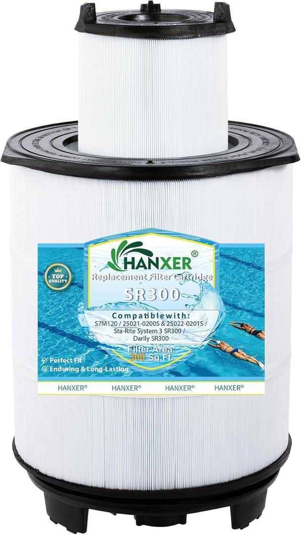 HANXER® System 3 S7M120 Inner and Outer Set Pool Filters- Replacement for SR300, 25021-0200S and 25022-0201S Pool Filter Cartridge, 300 Sq.Ft.