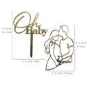 2 Pcs Pregnant Lady Baby Cake Topper, Pregnant Mother Silhouette Cake Decor Set, Pregnancy Announcement or Welcome Baby Party Supplies (Style 6)