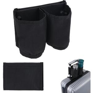 Giantree Luggage Cup Holder for Suitcases, Universal Luggage Travel Cup Holder Free Hand Drink Carrier Luggage Accessories for Businessmen Travelers Flight Attendants Gifts(Black)