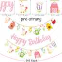 Pink Glitter Farm Themed Happy Birthday Banner Set - Goose Chicken Barn Garland One Silly Goose Birthday Decor Girl Tea Party Decorations for Spring Garden Farm Animal Birthday Party Supplies