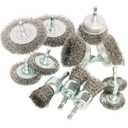 12 Pack Carbon Steel Wire Wheel, Cup, Pen Brush Set with 1/4-Inch Hex Shank for Rust Removal, Corrosion and Scrub Surfaces