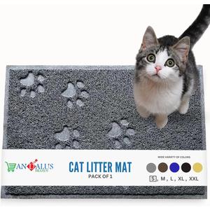 Andalus Small Cat Litter Mat, Pack of 1 - Waterproof, Non-Slip & Easy to Clean Cat Litter Box Mat for Extra Efficient Pet Litter-Trapping, Grey (15.75 X 11.75)