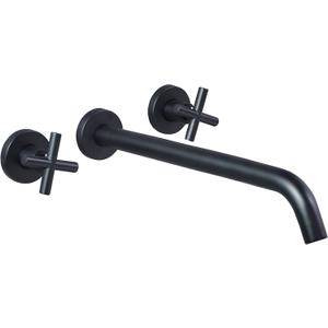 High Flow Tub Filler with Extra Long Spout,Brass2 Handles Bathroom Wall Mounted Tub Faucet,Matte Black,1Y4MK High Flow Tub Filler with Extra Long Spout,Brass2 Handles Bathroom Wall Mounted Tub Faucet,Matte Black,1Y4MK