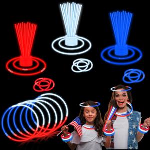 Bulk Patriotic Party Favors Supplies Glow Sticks Toys 360 PCS,Red White Blue Light up Bracelets Necklace Accessories for Kids Adults,4th of July Decorations Parade Throws for Memorial Independence Day