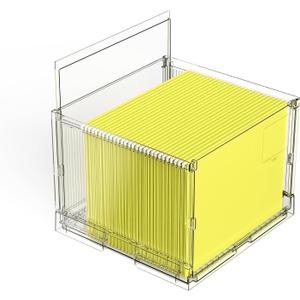 MUKAI File Box Organizer, Hanging Folder Storage Boxes, File Folder Organizer with Slide, Filing Crate Bin Holder with Lettersize File Holder Filing Box for Office, Home, Decor (2)