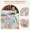 LUTBM Boho Throw Blanket for Couch Sofa Chair Cotton Spring Blankets for Bedroom Living Room All Season Soft Lightweight Reversible Floral Embroidery Decorative Throws 50"x60" Home Decor