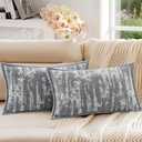 A Moment Throw Pillow Covers 20x12 Inch Set of 2, Soft Textured Decorative Tie-Dye Style Cushion Covers, Modern Boho Farmhouse Home Decor Pillow Cases for Couch, Bed, Living Room,Grey