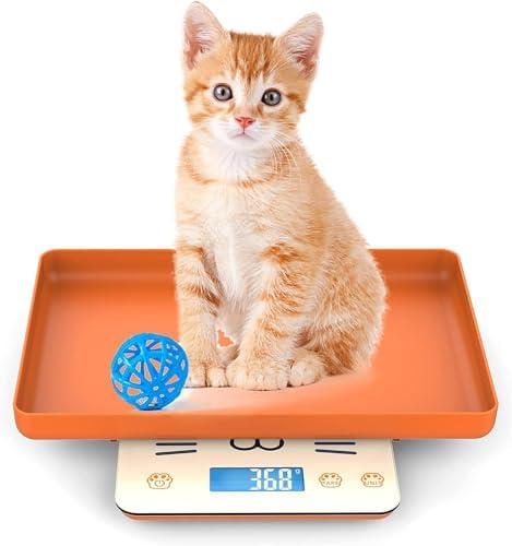 Multifunctional Newborn Pet Scale with a Tray to Weigh Cats and Puppy, 33lbs with Accuracy ±0.03oz, Suitable for Pets and Kitchen Use, Tray Size 11.5"x 9"in (Orange)