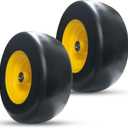 2025 Newly Upgraded Lawn Mower Tires 13x6.50-6 (2-Pack) - Flat Free Solid Smooth Tread, Zero Turn Front Wheel Replacement, Universal Fit for Commercial/Residential Mowers with Adapter Kit
