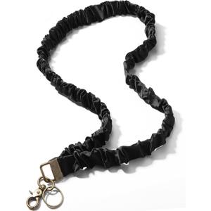 Geyoga Scrunchie Lanyards for ID Badges, Retractable Teacher Lanyards for Nurse Women Cute Neck Lanyard for Keys Card Holder (Black)