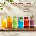 Water Glasses Set of 12, Thin Highball Glasses, 17 Oz Tall Drinking Glasses, Lightweight Crystal Collins Glasses for Water, Juice, Cocktails, Mojito, Whiskey