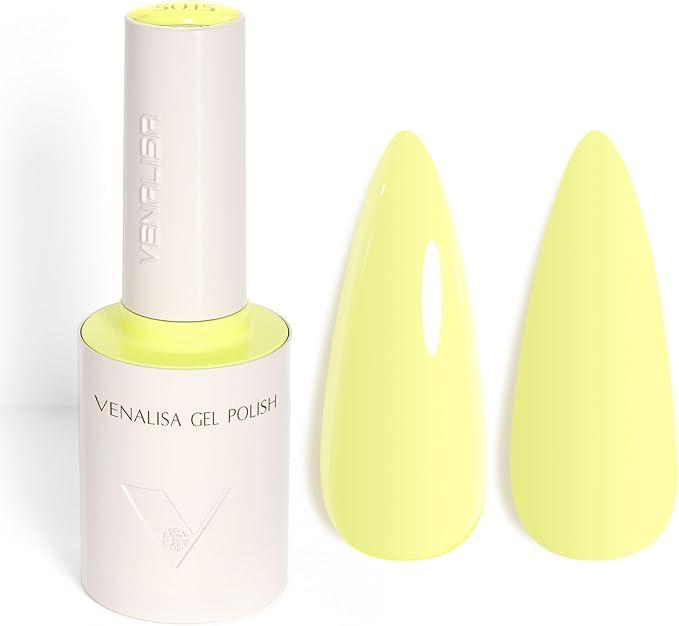 VENALISA Butter Yellow Gel Nail Polish, 1 Pcs Neon Pastel Yellow Gel Polish Light Baby Color High Gloss Soak Off U V Nail Manicure Salon and DIY at Home Gifts for Women