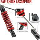 Adjustable 395mm Rear Air Shock Absorber, CNC Machining Process, Fit for Honda Sportrax TRX400EX 1999-2008, TRX450ER 2006-2014, TRX450R 2006-2012 ATV (Red)