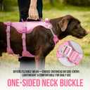 Escape Proof Dog Harness,Lightweight Full Body Harness for Walking Running Traning Hiking, Adjustable No Pull Pink Dog Harness with Lift Handle and 3 Leash Clip for Medium Large Dogs,Pink