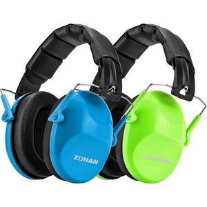 ZOHAN Kids Noise Cancelling Headphones - 25dB NRR Kids Ear Protection 2 Pack, Hearing Protection Safety Ear Muffs for School Monster Truck Fireworks Travel Studying Concerts Autism, Blue and Green