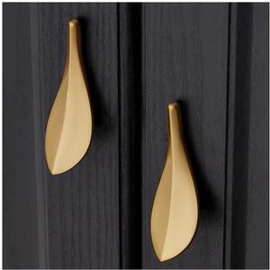 6pcs Solid Brass Cabinet Knobs,Leaf Shape Furniture Handles Pulls for Door,Kitchen Drawer,Dresser Drawer
