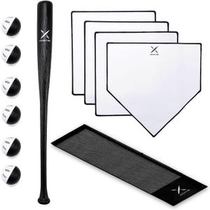 Grand Slam Baseball Bat Set, Includes 1 Plastic Bat, 6 Perforated Balls and 4 Throw Down Bases for Youth, Teenagers, Adults