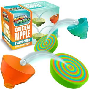 Marble Genius Stunts Trampoline Set: Includes 2 New Patented Trampolines and 2 Catch Buckets, Compatible with Other Marble Genius Products, Includes Online App, for Ages 5 and Above, Green Ripple