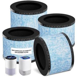 MK01 DH-JH12 Upgrade Replacement Filter For Aroeve MK01 MK06 Air Purifier | 4Pack MJ012H Filter Replacement Fits MK-06, Tolife TZ-K1, POMORON MJ001H, MJ012H, FreAire KN6391,Kloudi DH-JH01