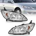WEELMOTO for 2004-2005 Honda Civic 2/4Door Headlights Assembly Replacement Pair Headlamp Replacement Chrome Housing Amber Reflector Left+Right Side