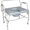 DMI Drop Arm Portable Toilet Commode, Extra-Wide Seat, 500 Pound Weight Capacity, Bucket with Lid Included, Adjustable Legs, Elderly Assistance Products, Grey