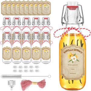 10 pack 8 oz vanilla extract bottles swing top glass bottles with lids homemade vanilla small flip top jars with airtight circle clear