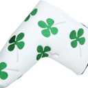 Sword &Shield sports Lucky Clover Putter Head Cover Four Leaf Clover Headcover for Scotty Cameron Ping Odyssey Taylormade (White)