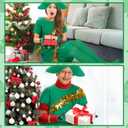 4 Pcs Christmas Tree Costume Set for Women Xmas Outfit Dress Christmas Tree Hat Short Satin Gloves Green Tights