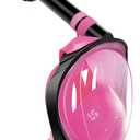 Greatever G2 Full Face Snorkel Mask with Latest Dry Top System,Foldable 180 Degree Panoramic View Snorkeling Mask with Camera Mount,Safe Breathing,Anti-Leak&Anti-Fog (Small/Medium, Pink)