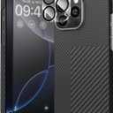 JUESHITUO 3 in 1 for iPhone 16 Pro Case, Ultra Slim & Light [600D&1500D Aramid Fiber Made] [Fit for MagSafe] Minimalist Carbon Fiber Textures-Less Touch Feeling Thin Sturdy Magnetic Cover, Black