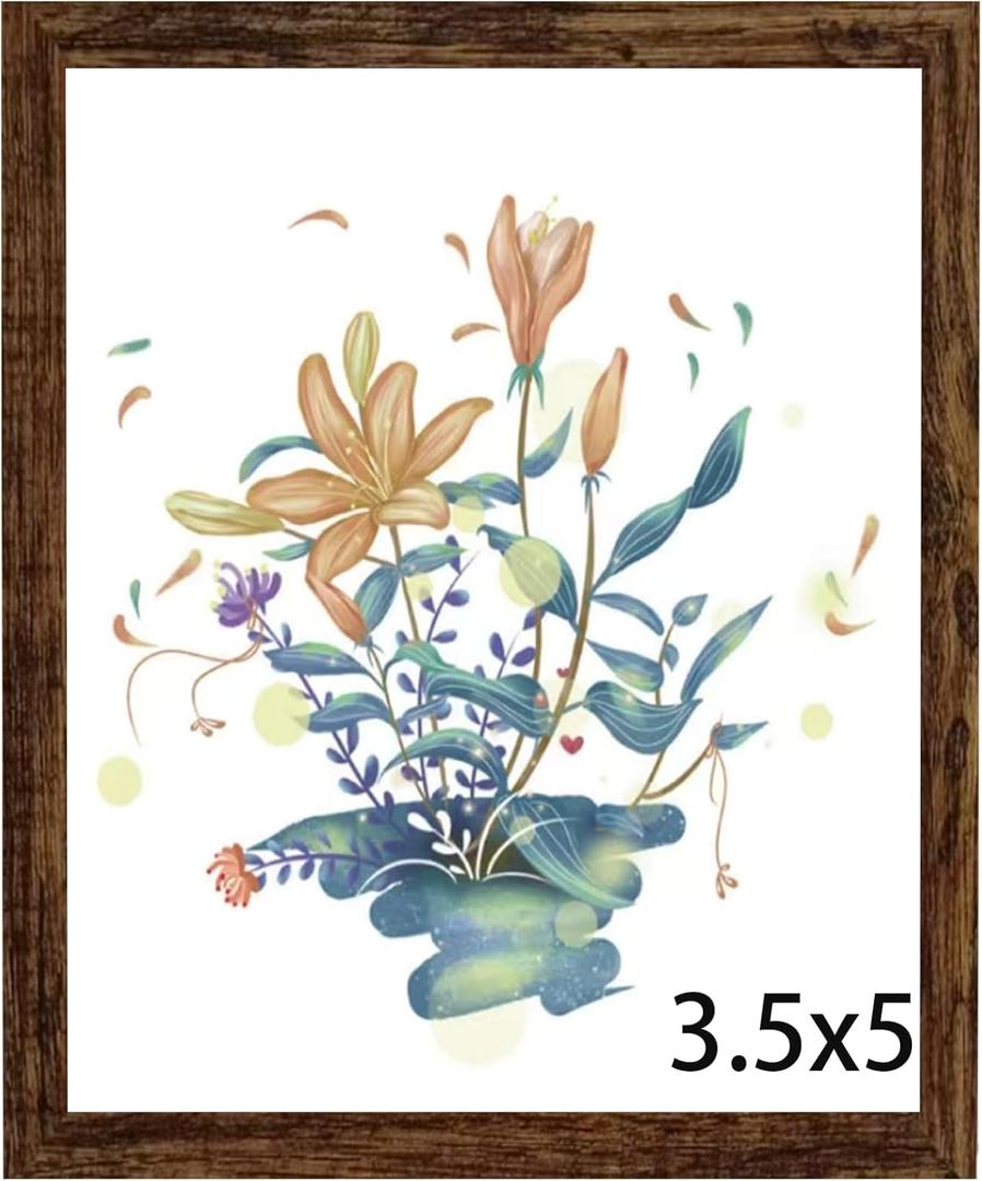BESCRCL 3.5x5 Picture Frame, Photo Frame for Wall Mounting or Tabletop Display, Brown