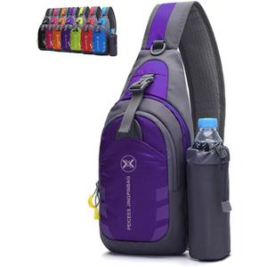 Peicees Chest Crossbody Sling Backpack Bag Travel Bike Gym Daypack for Women Men (Medium, Purple)