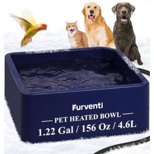 Heated Water Bowl for Dog Cat,1.22 Gallon,Outdoor Waterproof Heated Pet Water Dish with 79" Chew Resistant Cord for Rabbit, Chicken, Duck, Squirrel (Navy Blue)