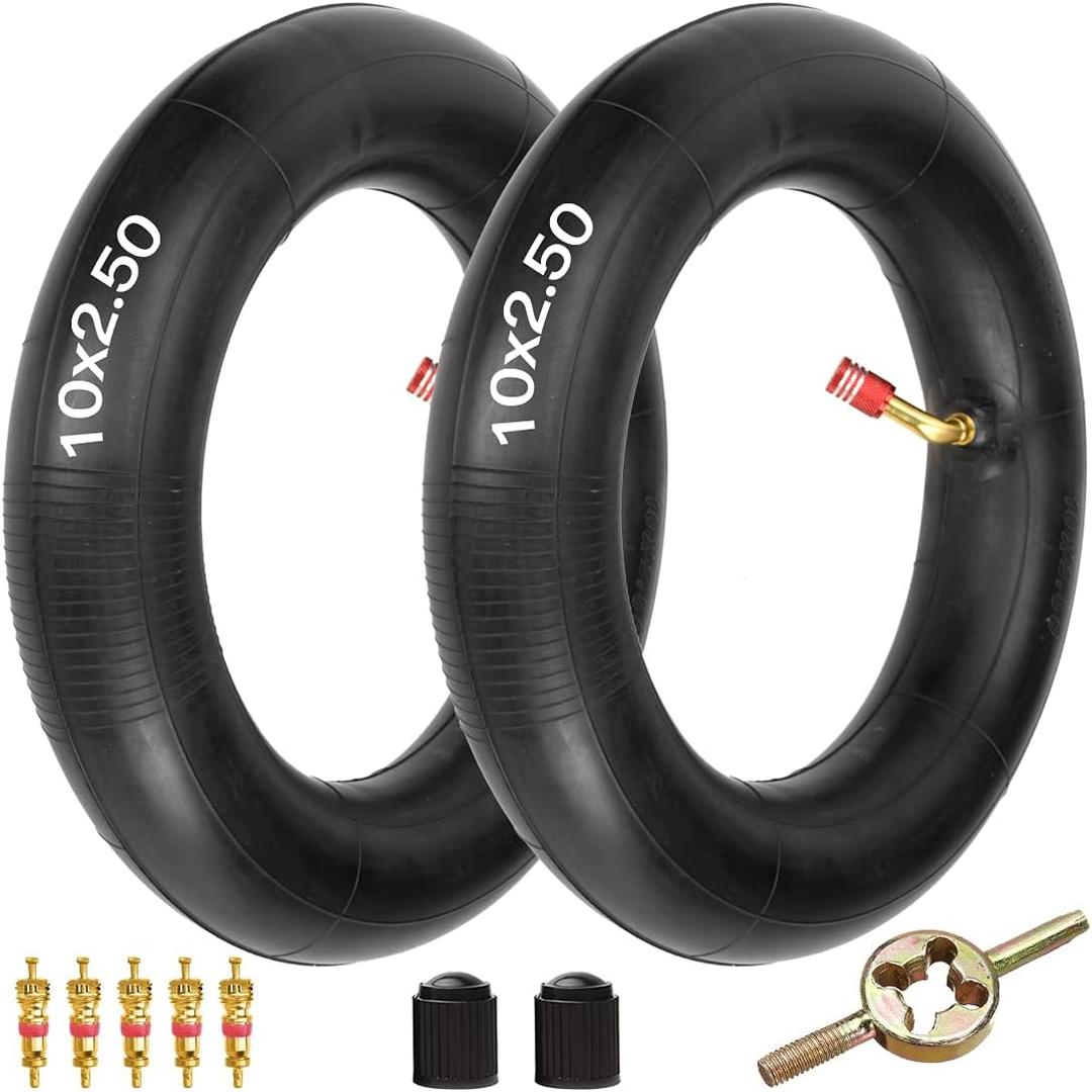 FVRITO 10x2.50/2.75 10 Inch Inner Tube for Smart Self Balance mobility Electric Scooter 36v 48v 400w 500w 800w Hub Motor Mijia M365 With TR87 Angled Stem 2 Pack