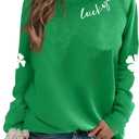 Susongeth St. Patrick's Day Sweatshirt for Women Irish Shamrock Pullover Shirts Tops Raglan Sleeve Lucky Leaf Clover Shirt (Large, Green-4)
