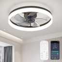 Ceiling Fans with Lights and Remote, 20 Inch Flush Mount Low Profile Ceiling Fan, Reversible DC Motor, 6 Speeds, Dimmable LED Fan for Bedroom, Kitchen, Dining Room, Kids Room, Office