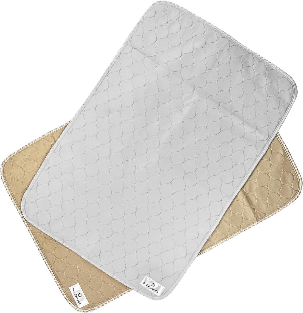 Pet Parents Pawtect Pads Washable Pee Pads for Dogs (2pack) of Premium Dog Pee Pads, Waterproof Puppy Pads & Reusable Dog Pads, Whelping Pads & Modern Pee Pads for Dogs (Tan/Grey, 24x36)