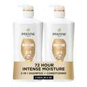 Pantene 2-in-1 Shampoo & Conditioner, Daily Moisture Renewal - Pro-V Nutrients for Dry, Color-Treated, Straight to Curly Hair, 72-Hour Hydration & Softness, 27.7 Oz Each, 2-Pack + Rescue Shot (0.5 Oz)