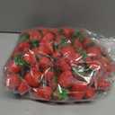 Lyrow 100 Pcs Artificial Strawberries Faux Realistic Strawberry Decor Plastic Simulation Fake Strawberries Lifelike Fruit for Photography Prop Cabinet Party (2.76 Inch)