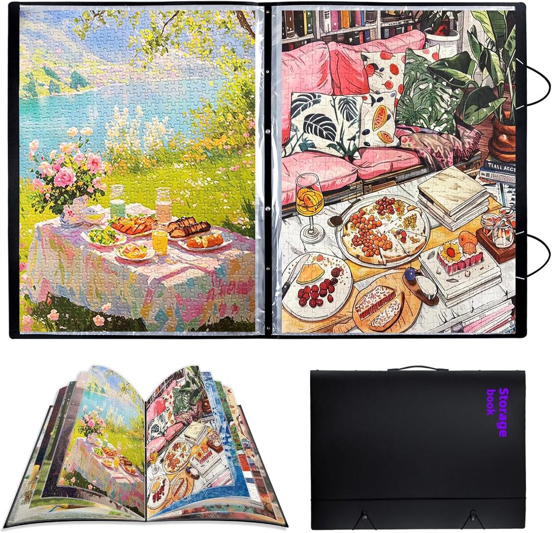 Puzzle Storage Folder Keeper Case,Portable Puzzles Organizer Accessory, Large Capacity 20x28in Puzzle Album Book Holder Portfolio,1000-Pieces for Jigsaw Enthusiasts Storage Binder Saver