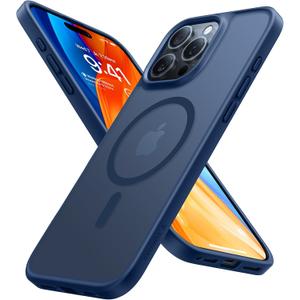 TORRAS for iPhone 16 Pro Case Translucent Matte Blue | Compatible with MagSafe, Military Grade Drop Protection, Stronger Magnetic, Shockproof Airbag, Color Button, Slim Anti-Scratch