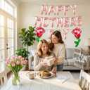 2 x Rose Gold Happy Mothers Day Balloons 16 Inch Mothers Day Balloons Red Rose Balloons for Mother's Days Party Decorations