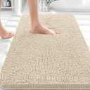 OLANLY Bathroom Rugs 30x20, Extra Soft Absorbent Chenille Bath Rugs, Rubber Backing Quick Dry, Machine Washable Bath Mats for Bathroom Floor, Tub and Shower, Home Decor Accessories, Beige