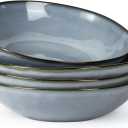 famiware Large Pasta Bowls Set of 4, Ocean Round 8.5" Pasta Serving Bowl Large Dinner Bowls, Kitchen Bowl Set, Microwave and Dishwasher Safe, Scratch Resistant, Blue