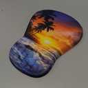 YIWEI Ergonomic Mouse Pad with Wrist Rest Support, Mousepad with Comfortable Memory Foam Wrist Rest and Non-Slip PU Base for Pain Relief, Computer, Laptop, Office, Home (Sunset Beach)