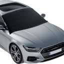 EcoNour Windshield Cover for Ice and Snow - Universal Fit for Car, SUV, Truck, Heavy Duty 600D Oxford Fabric Frost Protector for Ice & Sleet, Includes Anti-Theft Straps, Medium, Black (69"x42")